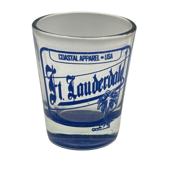 Vintage Souvenir Shot Glass Ft Lauderdale Florida Coastal Palm Tree - Picture 2 of 4